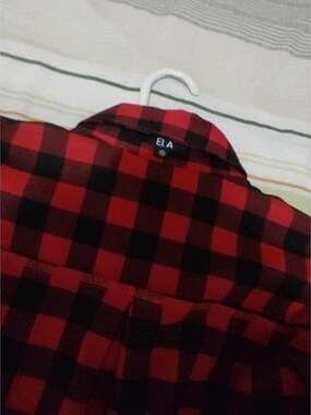 Red dress with black plaid pattern